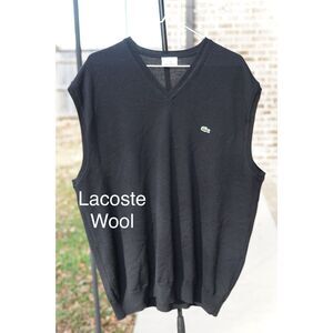 Lacoste Wool Pure Laine Woolmark Vest Croc Black